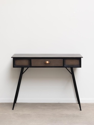 Consola din metal, cu sertar, aspect vintage, Barrow - Img 3