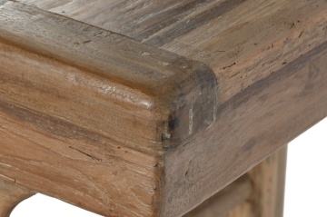 Consolă hol farmhouse din lemn de tec reciclat, natur, cu console decupate sub blat și traverse rotunde, 83 x 100 x 50 cm, „Avana Small” - Img 4