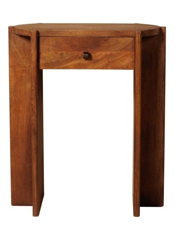Consolă hol French Country din lemn de acacia, maro, cu sertar și picioare din panouri îmbinate în T, 77 x 65 x 31 cm, „Lumbra”