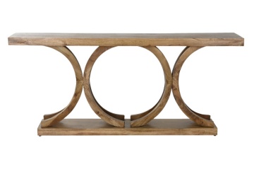 Consolă natur din lemn de mango cu design circular, „Moon"