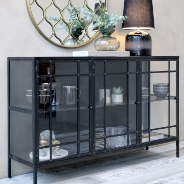 Consola neagra din metal si sticla, aspect vintage, „Noir Atelier” - Img 3
