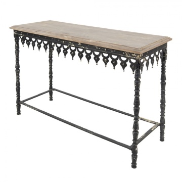 Consolă vintage, din lemn și fier forjat, finisaj negru antichizat, Cézanne - Img 2