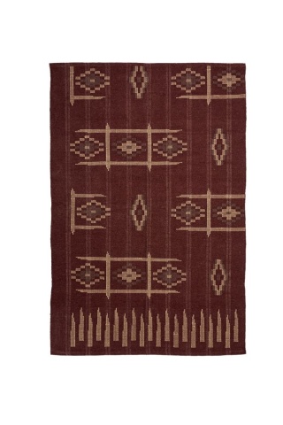 Covor din bumbac țesut manual cu model geometric, 120×180 cm, „Burgundy Kilim"