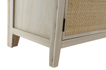 Cuier de hol din lemn de paulownia și rattan cu oglindă și banchetă cu depozitare, 92×40×181 cm, „Perchero" - Img 9