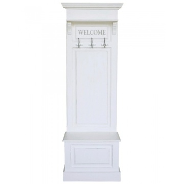 Cuier de perete alb, din lemn de pin, cu aspect clasic, single, Porte Manteau
