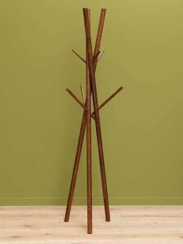 Cuier de podea din lemn de stejar, maro închis, structură din bețe încrucișate, finisaj natural, 174,5 x 46,5 cm, „Bunch” - Img 3