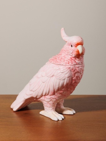 Cutie decorativa, din ceramica, roz, in forma de papagal, Parrot - Img 2