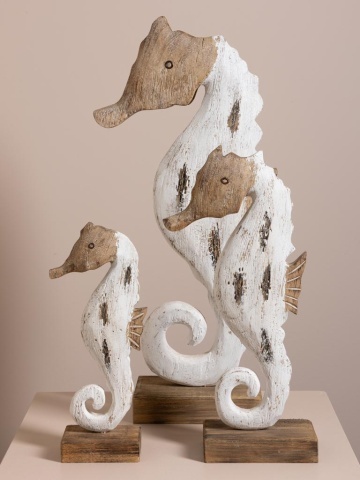 Decorațiune căluț de mare din lemn de paulownia, H44 cm - Img 4