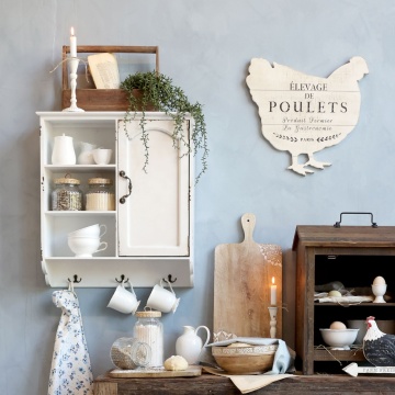 Decoratiune de perete, din lemn de pin, Poulets - Img 2