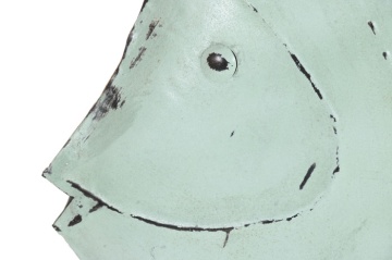 Decorațiune de perete tip pește, stil marin, culoare albastru deschis, din metal, „Ocean Fish” - Img 11
