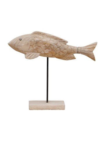 Decoratiune in forma de peste, din lemn reciclat, H28 Wooden Fish