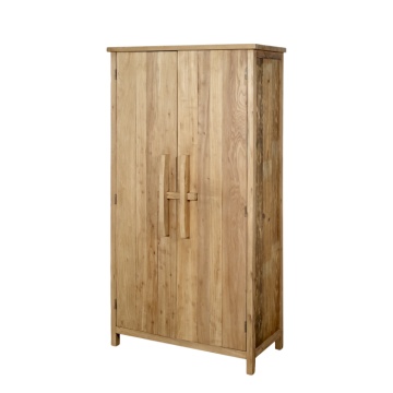 Dulap natur din lemn de pin, cu 2 uși si rafturi, H155 cm