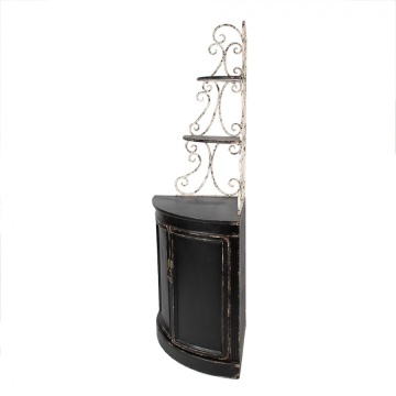 Dulap suspendat de colt, negru, din lemn, cu aspect vintage, Sonando - Img 3