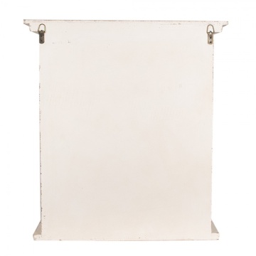 Etajeră de perete vintage din lemn, alb, cu 2 rafturi și arcadă cu decor în relief, 56 x 51 x 20 cm, „Barjac” - Img 4