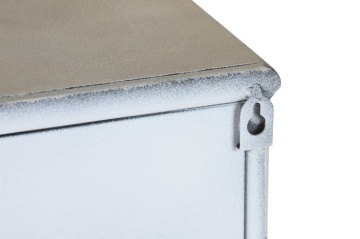 Etajeră de perete vintage din metal, alb, cu 9 compartimente și trei arcade, finisaj antichizat, 70 x 60 x 20 cm, „Fontaine” - Img 7