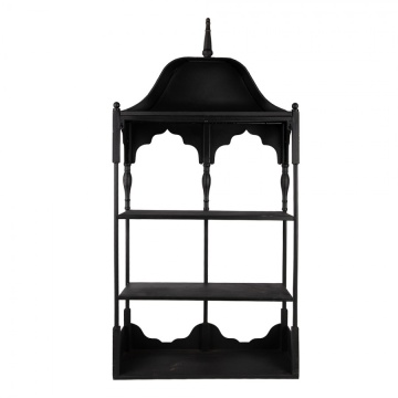 Etajeră de perete vintage din metal, negru, cu 2 rafturi și arcade în festoane, 109 x 55 x 19 cm, „Bica” - Img 4