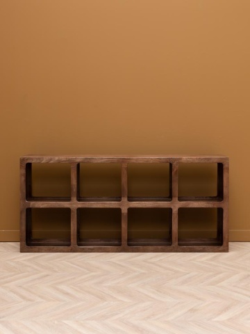 Etajeră din lemn de mango, cu 8 rafturi, maro antichizat, finisaj vintage, 82.5×32×181 cm, „Cubia" - Img 5