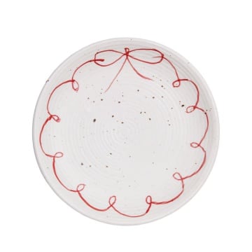 Farfurie decorativă vintage din ceramică, alb cu detalii albastre „Viola Bow”