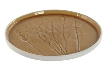 Farfurie HORECA Shabby emailată galben din ceramică stoneware cu finisaj lucios – "Floralis" - Img 3