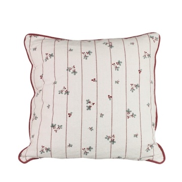 Față de pernă din bumbac organic, alb cu motive florale roșii, 45 × 45 cm, „Gerd"