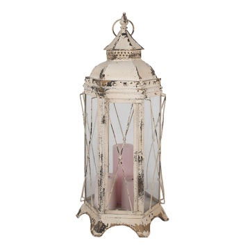 Felinar bej, din metal, aspect vintage H65 cm - Img 4