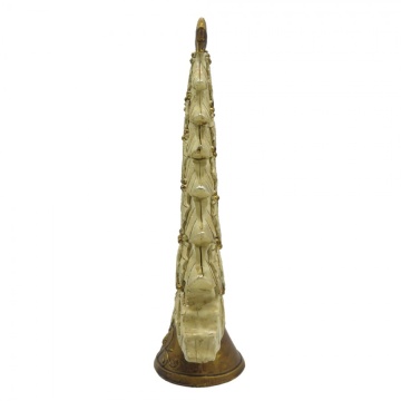 Figurină decorativă vintage brad de Crăciun din polirasină auriu, 20 cm - Img 2