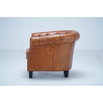 Fotoliu Chesterfield din piele naturală full grain maro, 80×80×66 cm, „Classic Chic" - Img 5