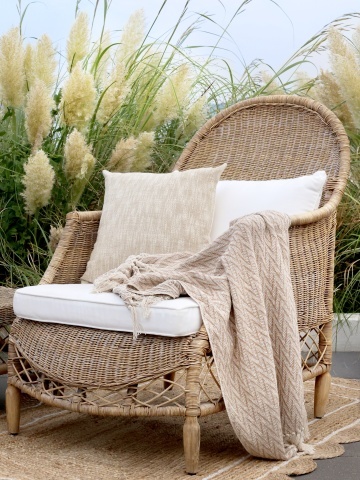 Fotoliu de exterior din rattan și perne din bumbac „Riviera” - Img 4