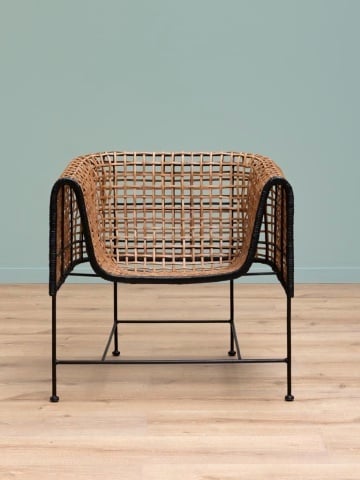 Fotoliu impletit din rattan, cu bordura decorativa neagră, "Asano" - Img 5