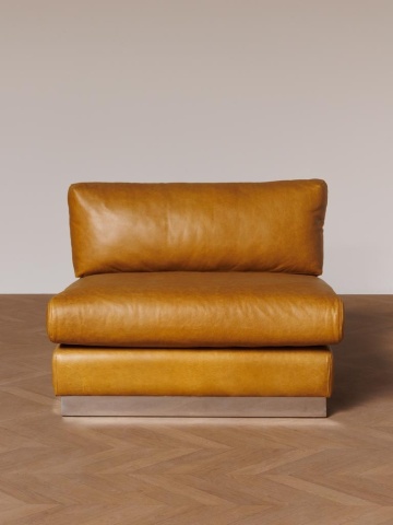 Fotoliu lounge din piele naturală cognac cu bază din oțel inoxidabil, „Minneapolis” - Img 4