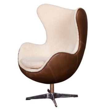 Fotoliu lounge premium din piele top grain și lână naturală, „Tenzing”