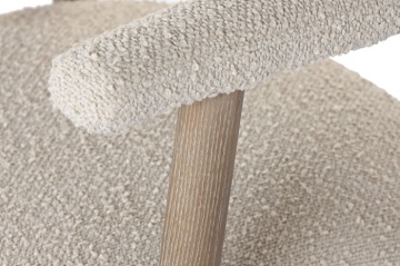 Fotoliu mic alb din stofă bouclé, cu spătar curbat și cadru din lemn de frasin cu finisaj decapé, 57×56×75 cm, „Item” - Img 6