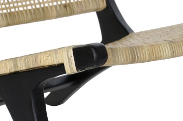 Fotoliu negru din lemn de tec si rattan , "Boho" - Img 5