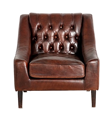 Fotoliu pentru living, maro, din piele naturală, cu spătar capitonat cu nasturi, brațe înclinate și picioare din lemn de fag, 71×80×77 cm, „Bradford” - Img 2
