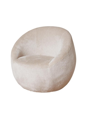 Fotoliu rotund bej din catifea reiată, „Gelato Vanilla”