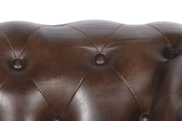Fotoliu vintage din piele naturală maro închis, „Chesterfield" - Img 6