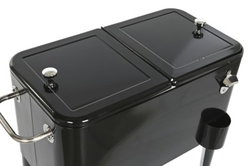 Frigider exterior vintage din oțel negru cu capac dublu, roți și sistem pasiv de răcire, 56 L, „Aruba” - Img 3