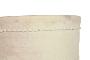 Ghiveci decorativ din teracotă artizanală, finisaj craft brut alb-crem, 52×52×60 cm, „Jerba" - Img 3