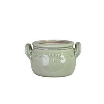 Ghiveci din ceramică glazurată manual 1L verde deschis jos, „Brobacka"