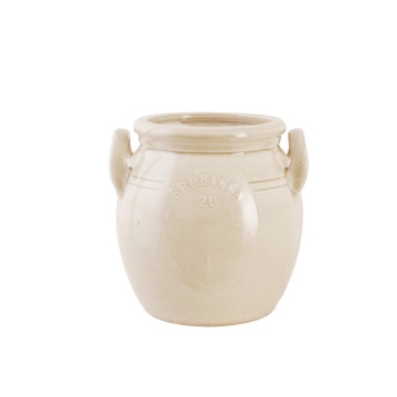 Ghiveci din ceramică glazurată manual 2L alb înalt, „Brobacka"