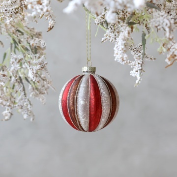 Glob de Craciun, cu dungi colorate, pictat manual, Christmas Bauble - Img 2