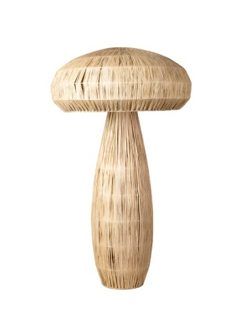 Lampă de masă ciupercă mare din rafie naturală, bej, cu structură din fier, 87 x 52 cm, „Mushroom”