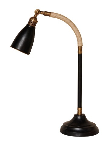 Lampa de masa, cu insertii din piele naturala, Aventura