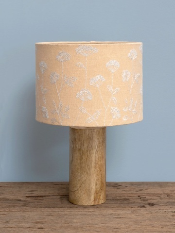 Lampa de masa, din lemn de mango, cu abajur din bumbac, Manon - Img 2