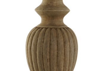 Lampă de masă din lemn sculptat cu abajur din iută naturală, 44×44×91 cm, „Coloniale" - Img 3
