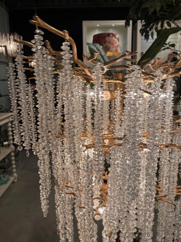 Lampă de masă din metal, auriu, cu cristale din sticlă, 105 x 71 cm, „Cascade” - Img 4