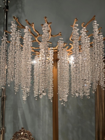 Lampă de masă din metal, auriu, cu cristale din sticlă, 85 x 56 cm, „Cascade” - Img 3