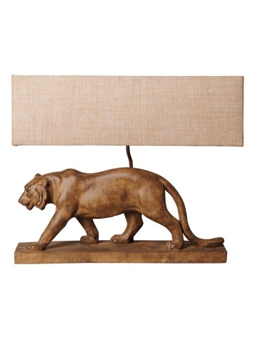 Lampa de masa, din polirasina, cu abajur din in, Tiger
