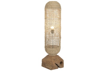 Lampă de podea din lemn de tec și fibre naturale, 25×25×108 cm, „Bali" - Img 2