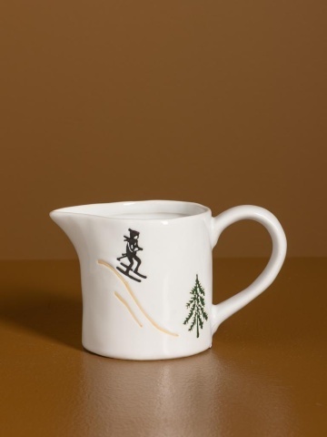 Letieră din ceramică albă cu motive de iarnă pictate manual, 7 × 11,5 × 6,5 cm, „Slalom" - Img 4